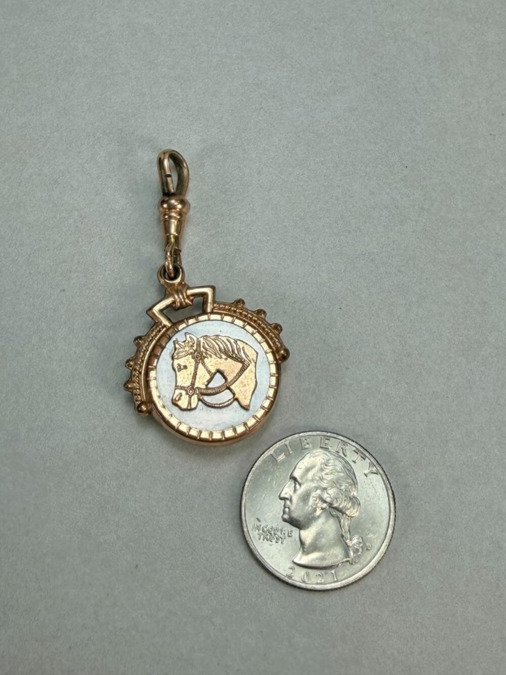 Antique Edwardian Gold Filled Horse & Carnelian Swivel Watch Fob Charm Pendant - Picture 7 of 9